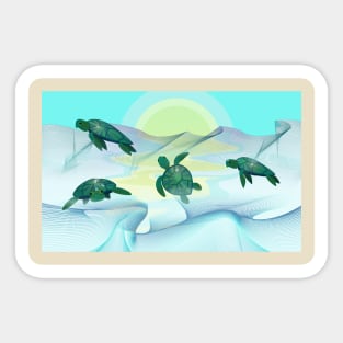 Sea turtles swimming family Sticker